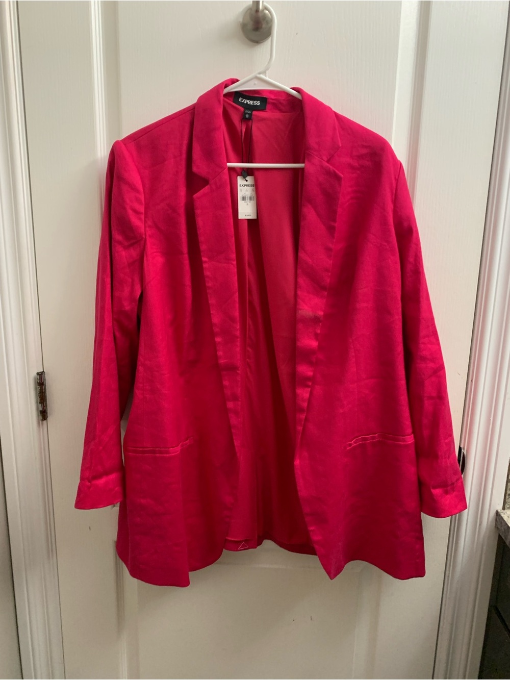 Express Women's Bright Pink Open-Front Blazer